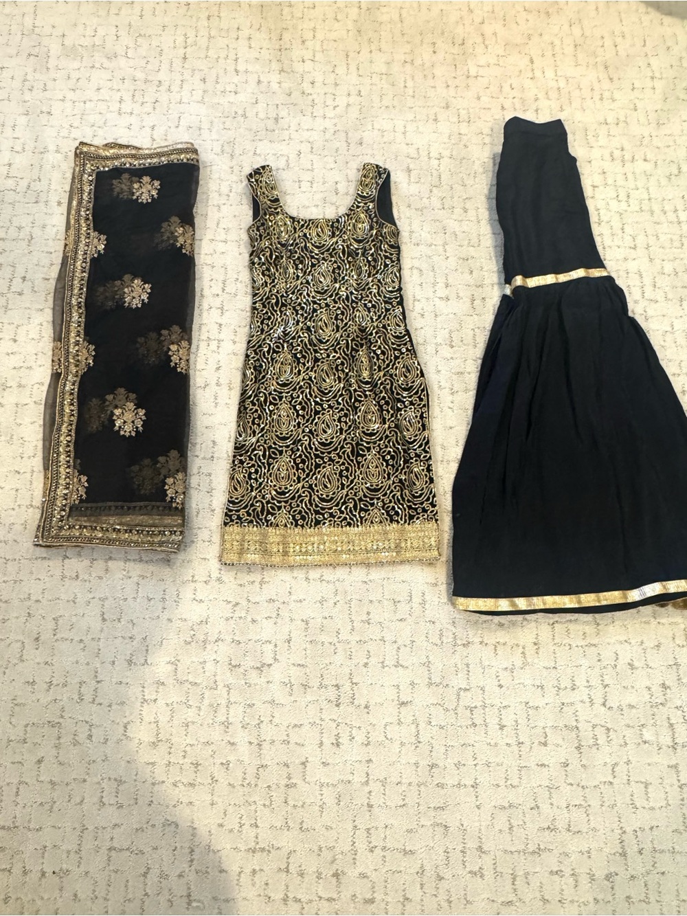 Lashkaraa Black & Gold Embroidered Party Suit with Dupatta